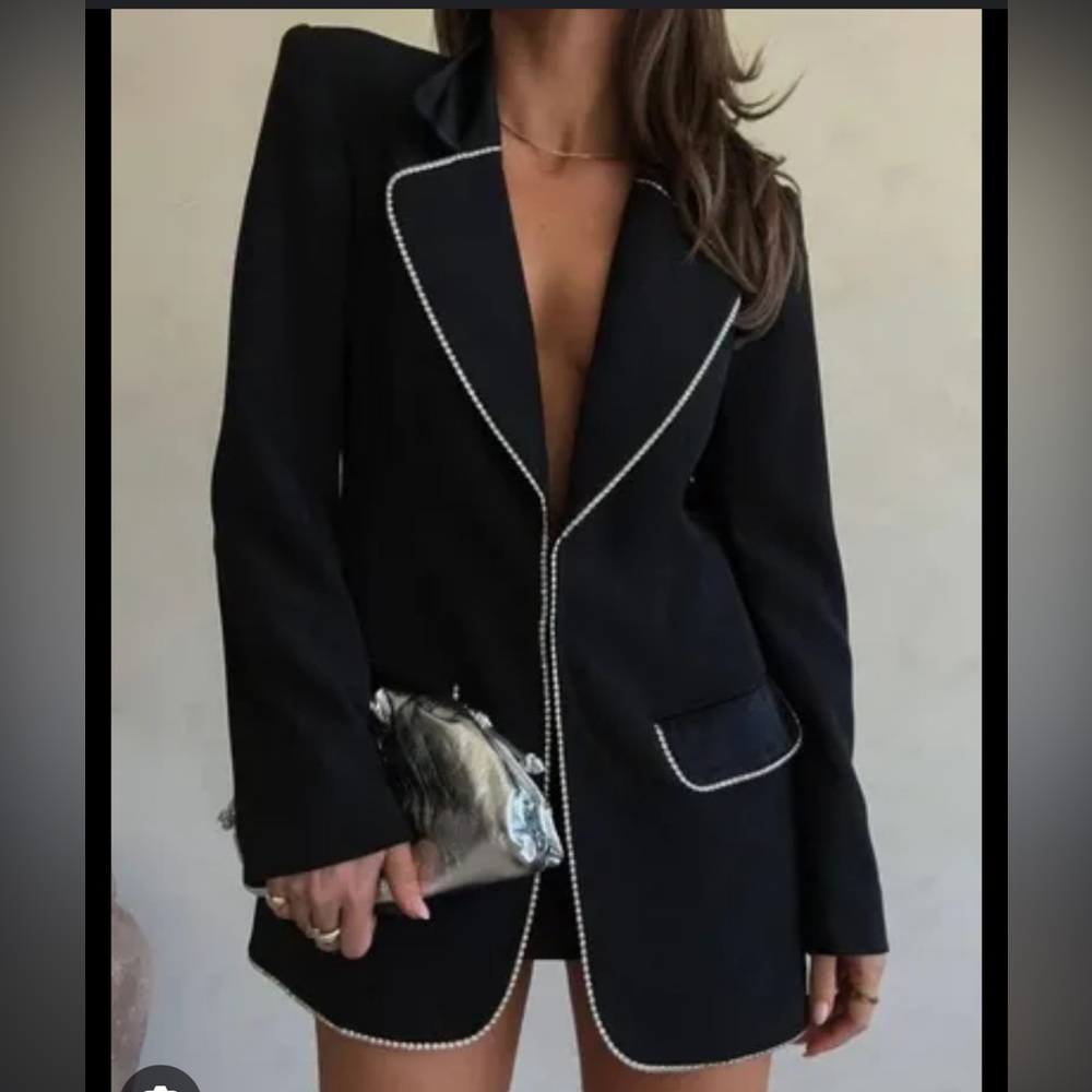 Rumored Embellished Trim Blazer - Size S